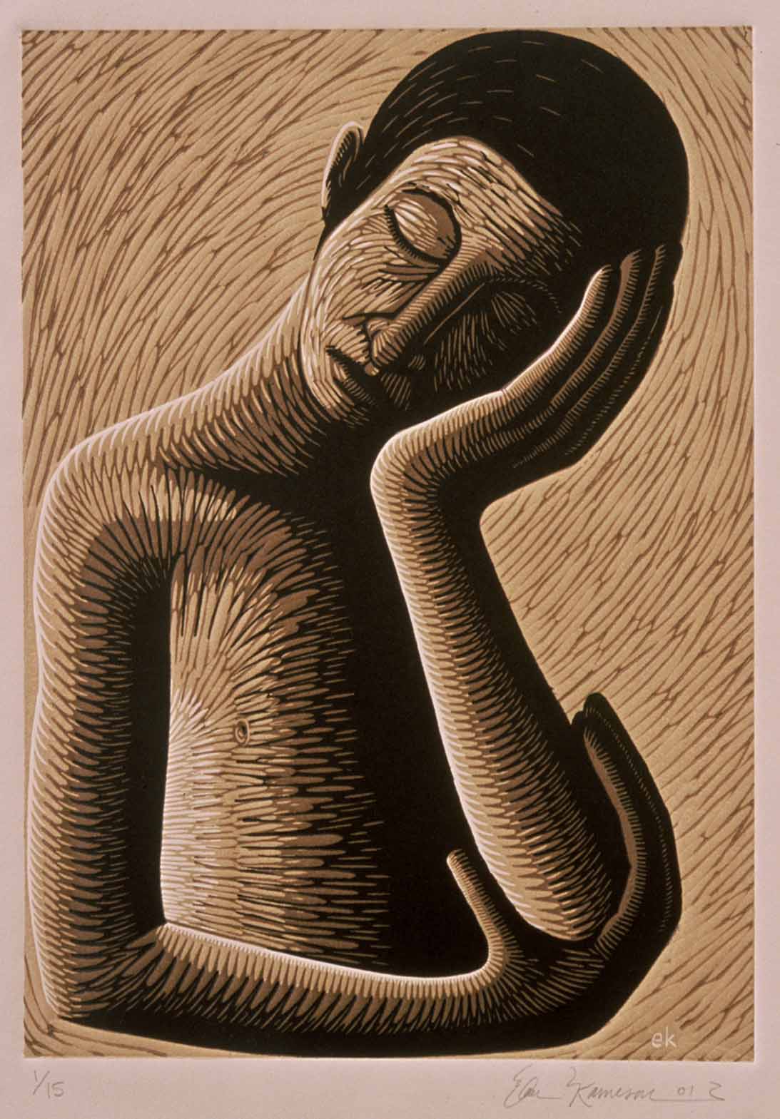 ‘Solitary Figure’ Linoleum Cut Print (2001)