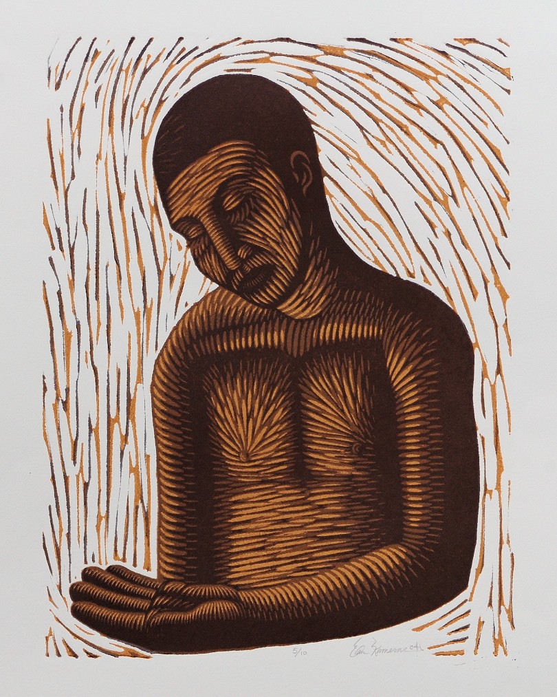 Solitary Figure’ Linoleum Cut Print (2004)