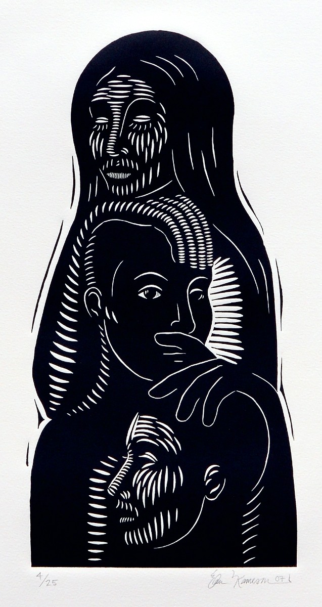 ‘Three Figures’ Linoleum Cut Print (2007)
