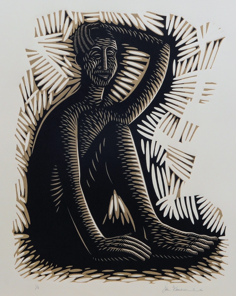 ‘Seated figure’ Linoleum Cut (2011)