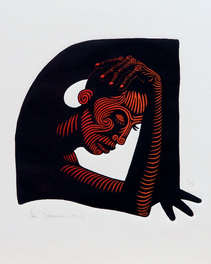 ‘Solitary Figure’ Linoleum Cut Print (2000)