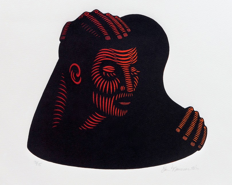 ‘Embracing Figures’ Linoleum Cut Print (2003)
