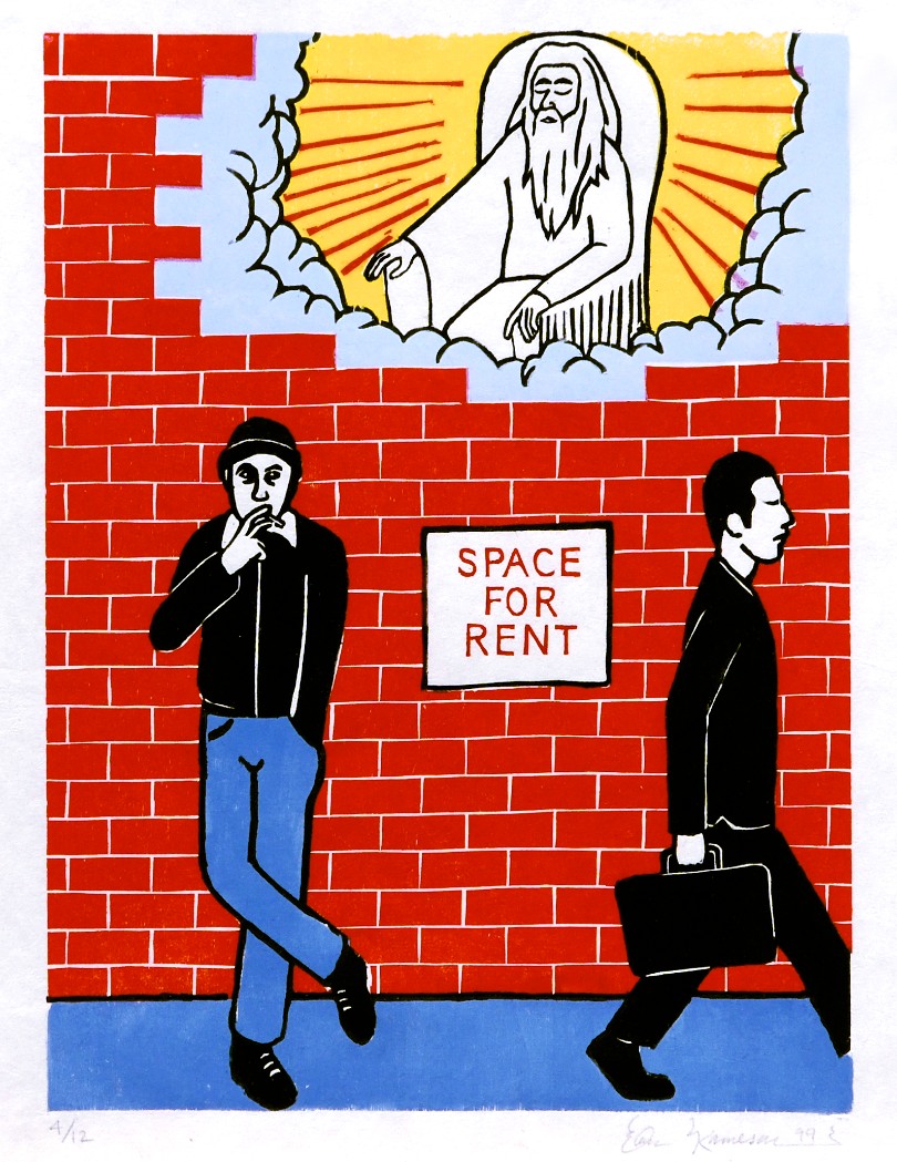 ‘Space for Rent’ Multi-block Woodcut Print (1999)