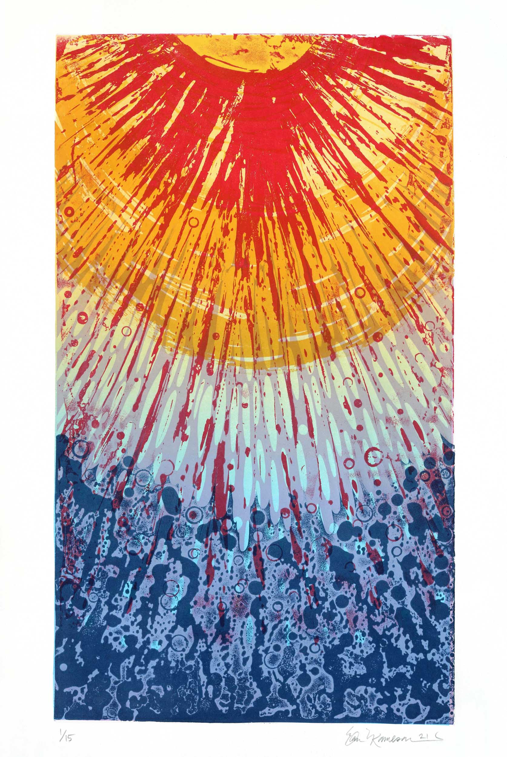 ‘Sunburst’ Linoleum Etched Relief Print (2021)